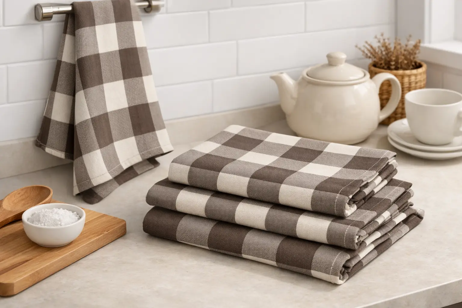 Annie Buffalo Check Portabella Tea Towel Set of 3