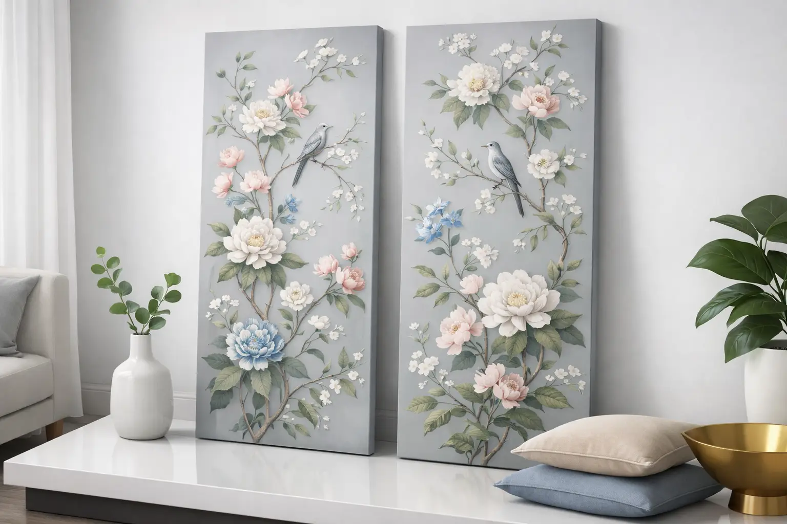Gray Gables Floral Panel Set of 2, 96L x 40W