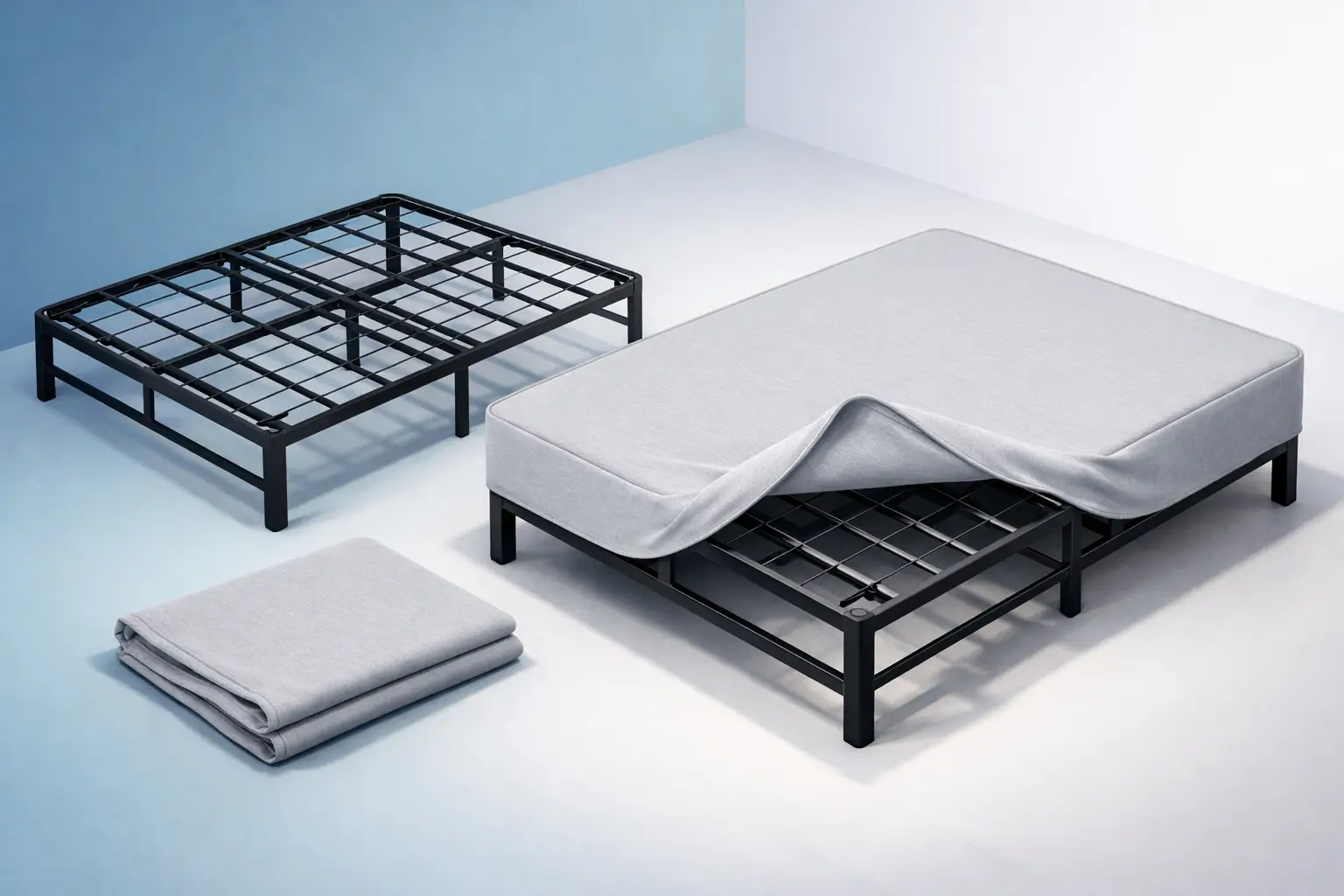 Metal Mattress Foundation With Removable Cover
